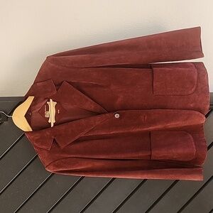 Vintage Genuine Suede Leather Burgundy Blazer